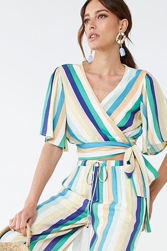 Forever21 Striped Self-tie Crop Top
