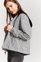 Forever21 Contrast Hooded Houndstooth Button-front Jacket