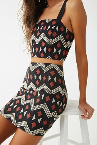 Forever21 Embroidered Geo Mini Skirt