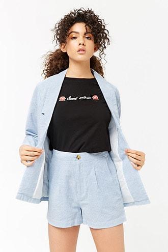 Forever21 Striped Cotton-blend Blazer