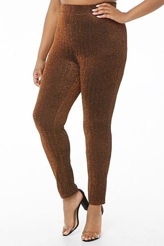 Forever21 Plus Size Glittered Metallic Leggings