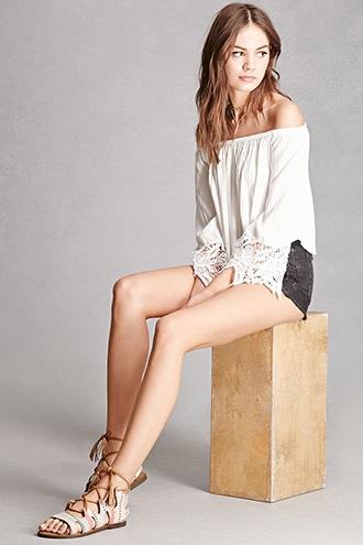 Forever21 Mia Embroidered Wrap Sandals
