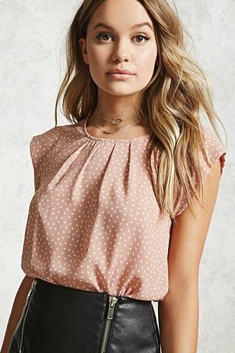 Forever21 Pleated Triangle Print Blouse