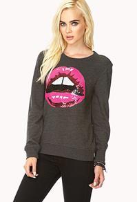 Forever21 Dazzling Sequined Lips Sweatshirt