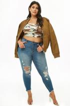 Forever21 Plus Size Distressed Step-hem Ankle Jeans
