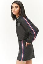 Forever21 Patch Graphic Striped-trim Windbreaker