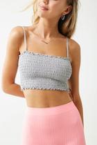 Forever21 Lettuce-edge Smocked Cropped Cami
