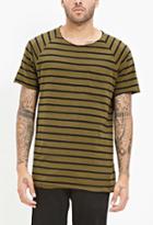 21 Men Men's  Striped Raglan Tee (olive/black)