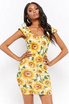 Forever21 Sunflower Print Bodycon Mini Dress