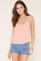 Forever21 Women's  Peach Crochet-trim Cami