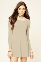 Forever21 Women's  Taupe Scoop-back Swing Dress