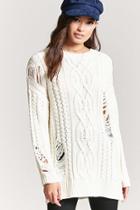 Forever21 Distressed Fisherman Knit Sweater