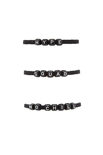 Forever21 Black & White Alphabet Charm Bracelet Set