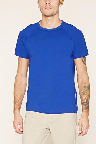 21 Men Men's  Blue Side-zip Raglan Tee