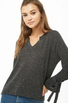 Forever21 Anm Marled Knit Tie-cuff Top