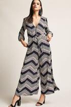 Forever21 Chevron Multicolor Woven Palazzo Jumpsuit