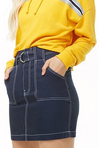 Forever21 D-ring Contrast-stitch Skirt