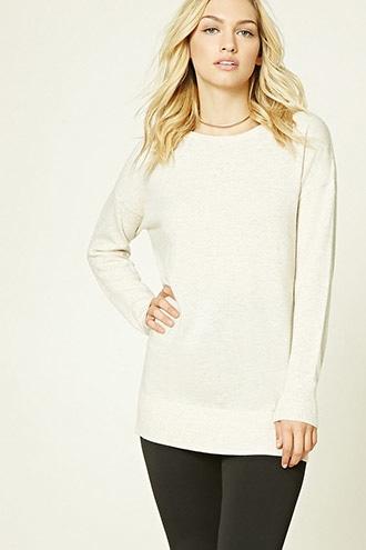 Love21 Women's  Oatmeal Contemporary Marled Knit Tunic