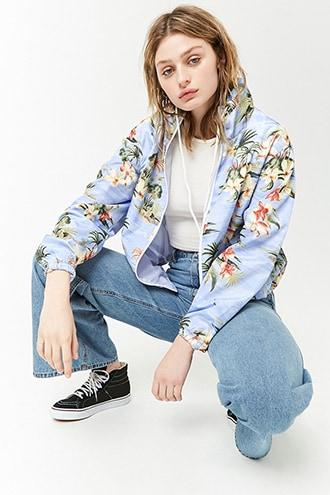 Forever21 Tropical Print Windbreaker