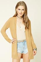 Forever21 Women's  Camel Open-front Cardigan