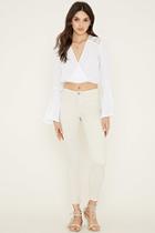 Forever21 Women's  Ivory Mid-rise Skinny Jeans