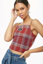 Forever21 Hello Graphic Glen Plaid Cropped Cami