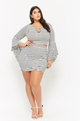 Forever21 Plus Size Striped Mini Skirt
