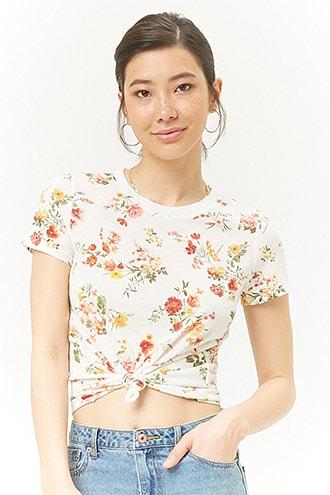 Forever21 Flower Print T-shirt