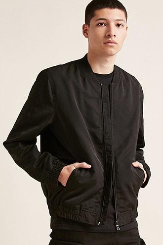 Forever21 Smocked-trim Bomber Jacket