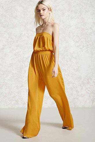 Forever21 Strapless Smocked Jumpsuit
