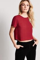 Forever21 Cuffed-sleeve Chiffon Top