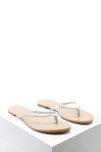 Forever21 Metallic Braided Thong Sandals