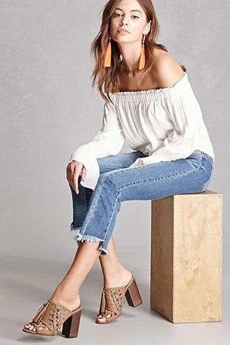 Forever21 Mia Tasseled Faux Leather Mules