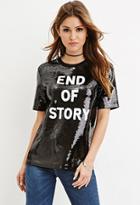 Forever21 Women's  Sequined Story Graphic Top
