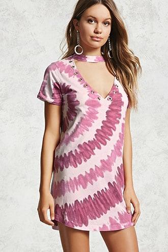 Forever21 Tie-dye Cutout T-shirt Dress