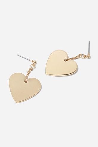 Forever21 Heart Chain Drop Earrings