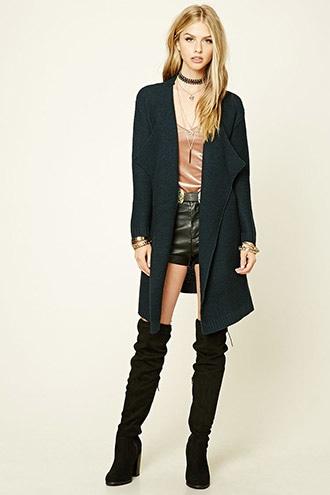 Forever21 Women's  Purl Knit Drape Cardigan