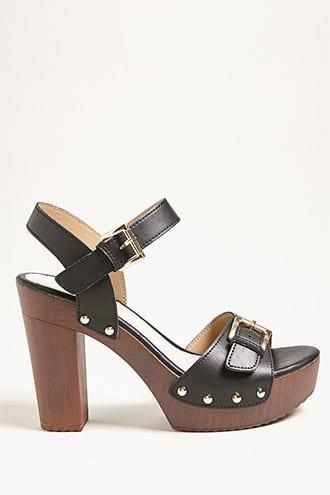 Forever21 Buckle Faux Leather Platform Heels