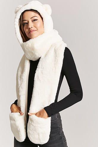 Forever21 Hooded Polar Bear Scarf