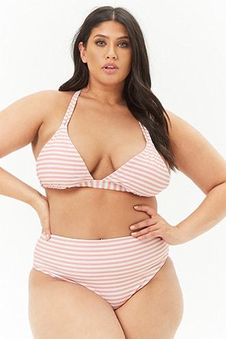 Forever21 Plus Size Pinstriped Bikini Bottoms