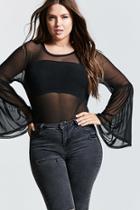 Forever21 Plus Size Mesh Bell-sleeve Top