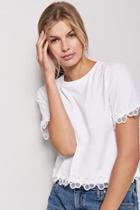 Forever21 Floral Embroidered-trim Knit Tee