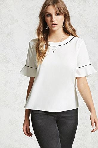 Forever21 Contrast Piped Crepe Top