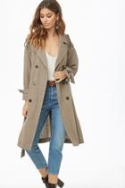 Forever21 Herringbone Double-breasted Trench Coat