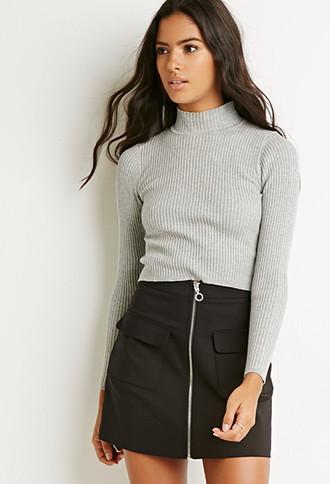 Forever21 Mock Neck Ribbed Sweater