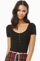 Forever21 Scoop Neck Henley Bodysuit