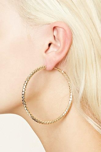 Forever21 Etched Geo Hoop Earrings