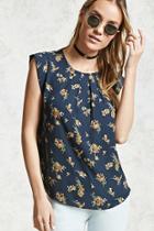 Forever21 Floral Cap-sleeve Blouse