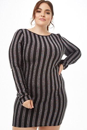 Forever21 Plus Size Metallic Striped Mini Dress