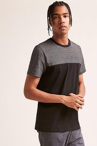 Forever21 Paneled Pinstripe Tee